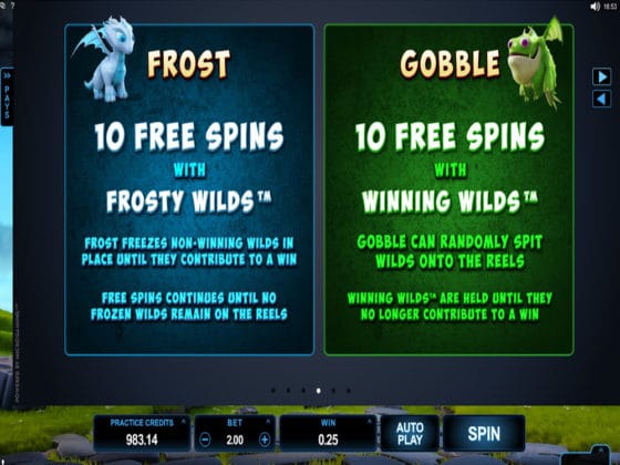 Dragonz Online Slot Pay Table