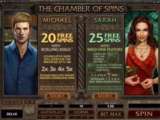Immortal Romance Online Slot Pay Table